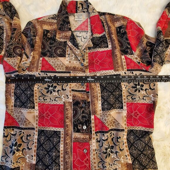 Allison Daley Vtg Art Blouse Size 18W Autumn Floral Button-up Long Sleeve Boho - Picture 3 of 12